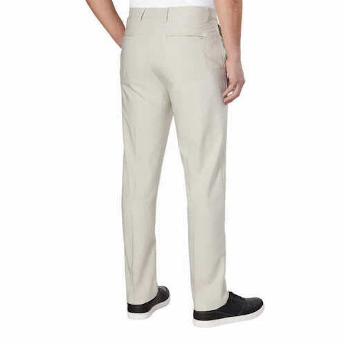 Greg Norman ML75 pant pocket detail in stone color for practical storage on the go