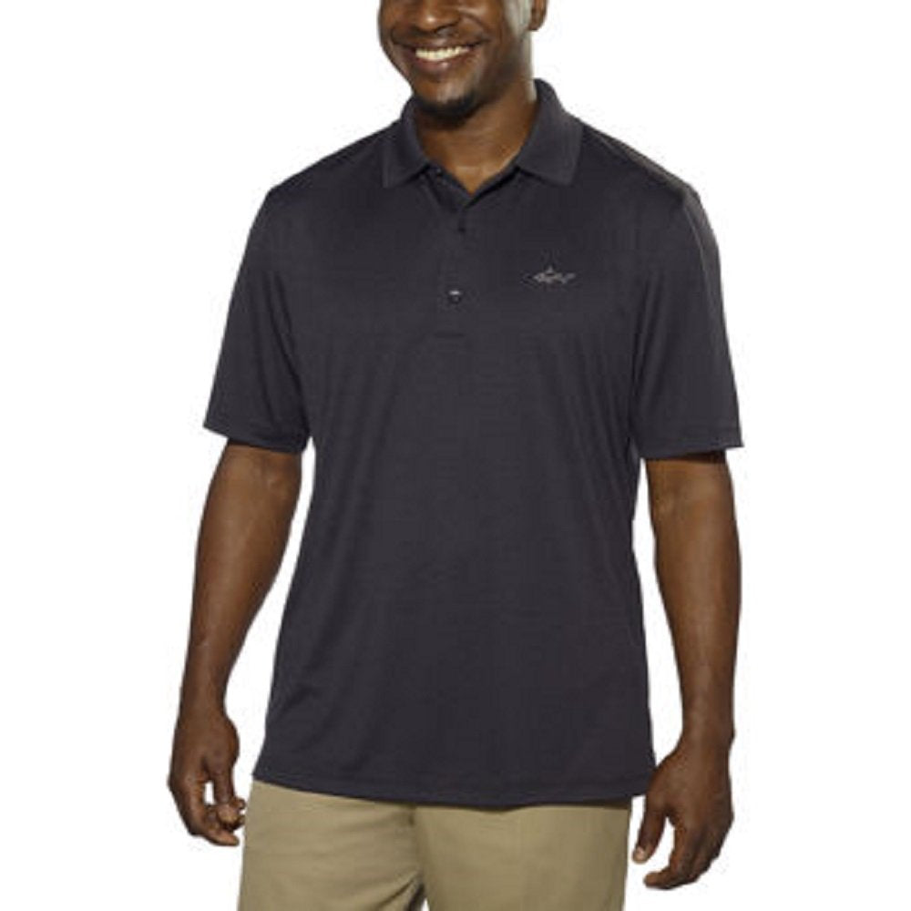 Greg Norman ML75 polo front view in black for versatile on-course performance
