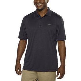 Greg Norman ML75 polo front view in black for versatile on-course performance