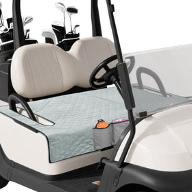 Grekos golf cart seat covers front pocket design enhances storage on the go.