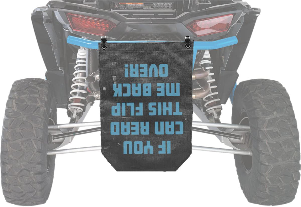 GrilleAdz universal mesh trash bag on a UTV for outdoor waste collection