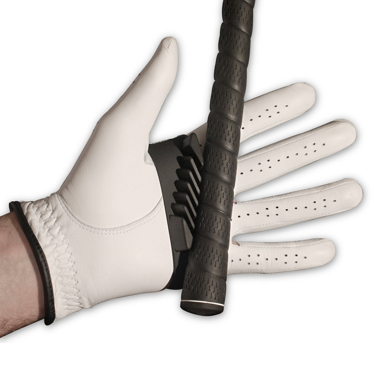 Grip Solid right-hand training aid close-up showing grip stability.