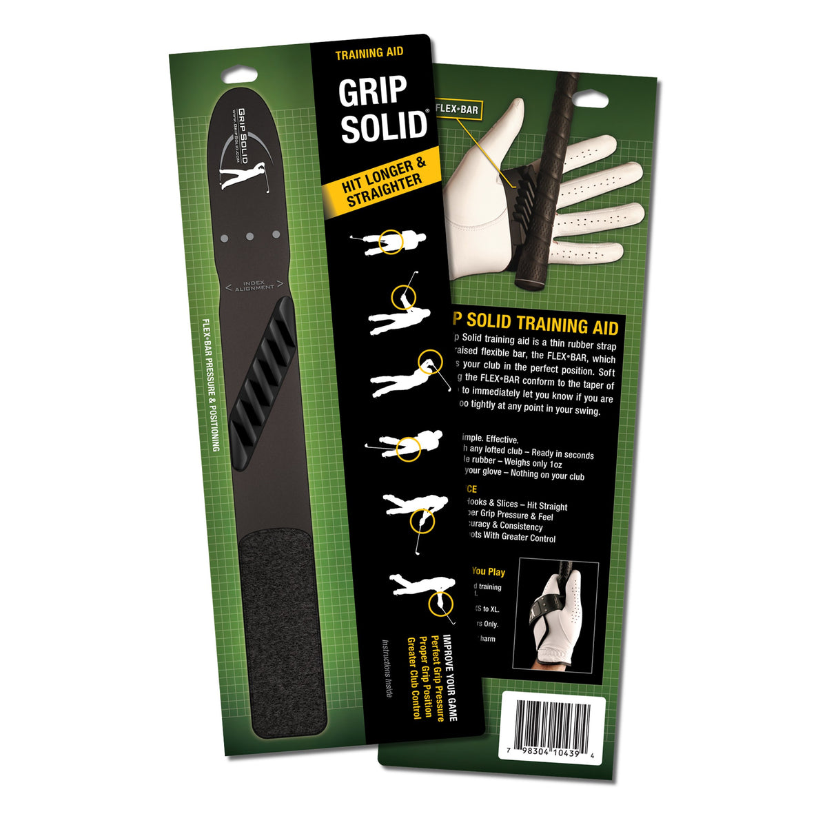 Grip Solid training aid in use during swing to promote consistency.