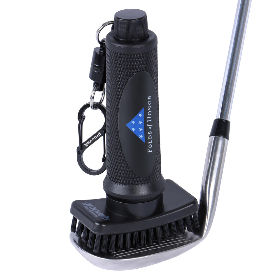  Grooveit Folds of Honor Edition water brush ready for on-bag club cleaning and mess-free maintenance.