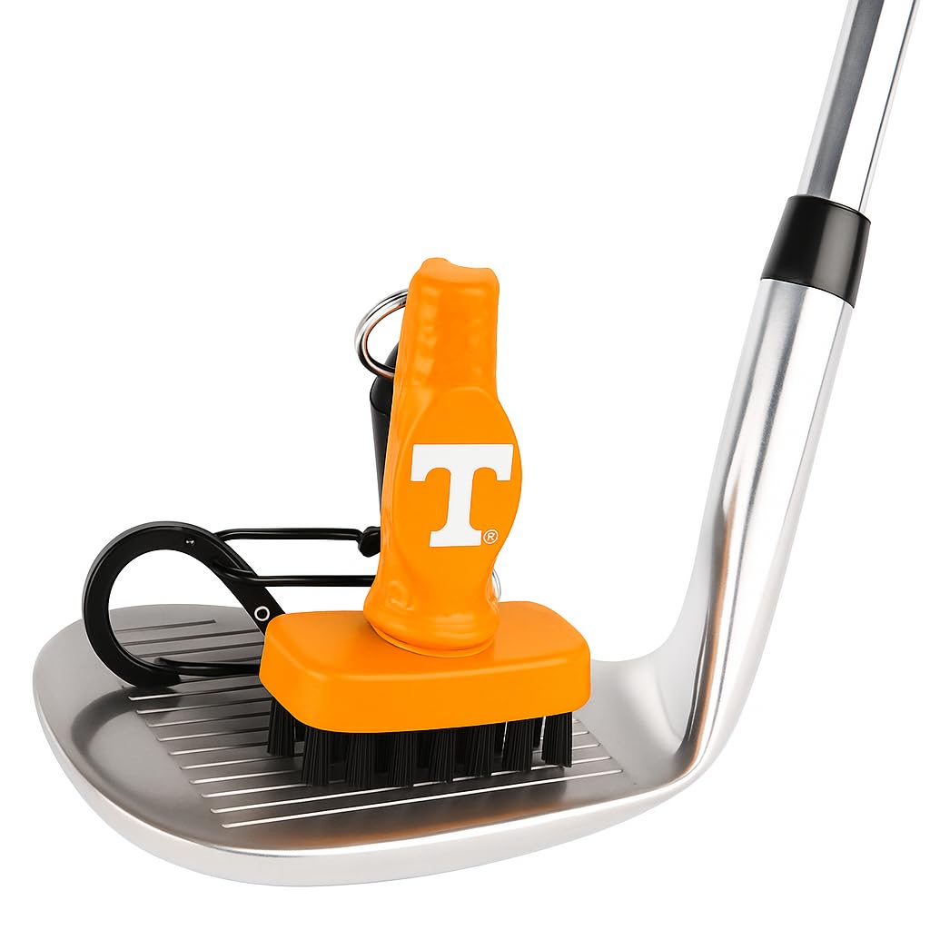 Grooveit miniG golf club cleaning brush in Tennessee colors for quick on-bag maintenance