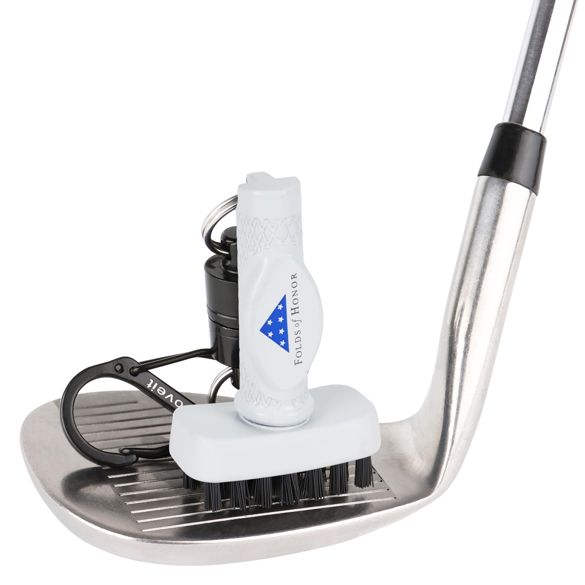 Grooveit MiniG brush with aluminum body and magnetic attachment for quick club cleaning.