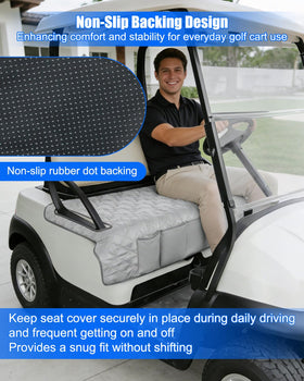 GRSVDF seat cover compatible with EZGO, Yamaha, and Club Car golf carts.