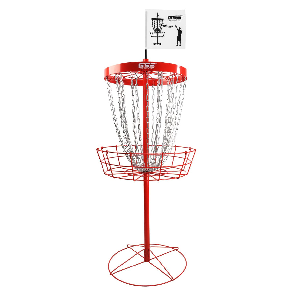 GSE Deluxe Protable Basket front view for outdoor practice with bright red target