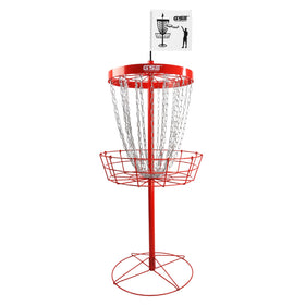 GSE Deluxe Protable Basket front view for outdoor practice with bright red target