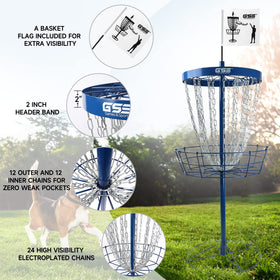 Twenty-four heavy-duty chains and sturdy base improve catching and stability