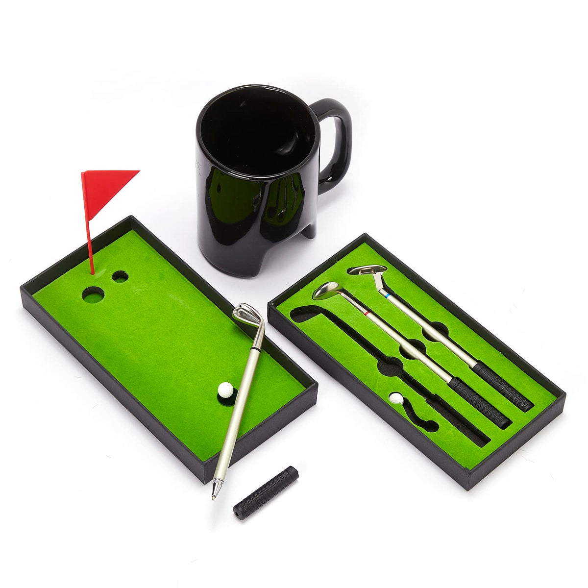 GUTE Golf Pen & Putter Mug Set closeup showcasing premium desk design