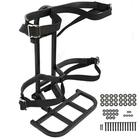 GXYWADY universal rear-seat bag holder keeping two golf bags secure behind the cart seat