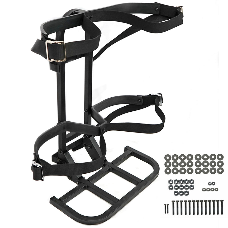 GXYWADY universal rear-seat bag holder keeping two golf bags secure behind the cart seat