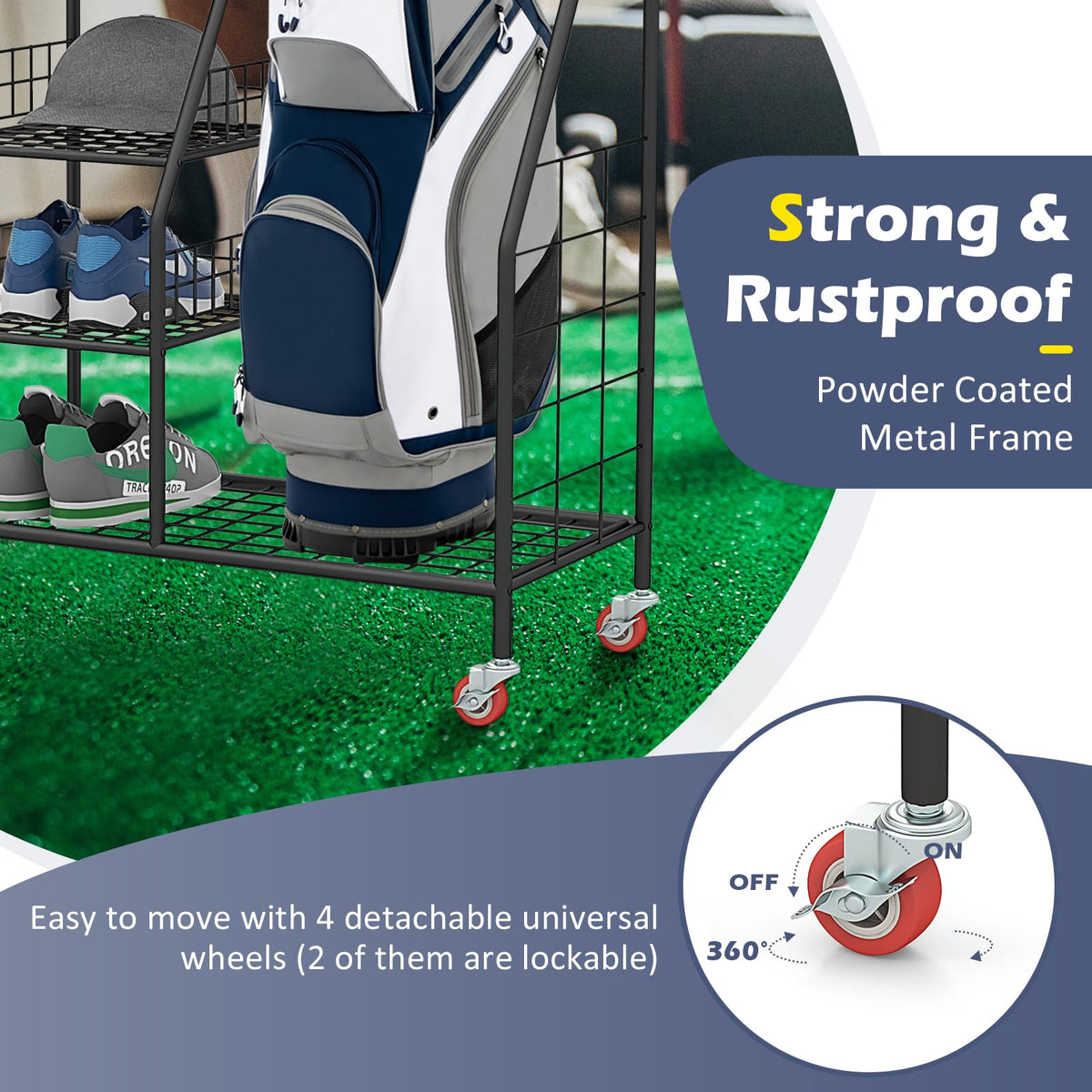 GYMAX golf bag organizer club-slot illustrating space for six clubs or flags.