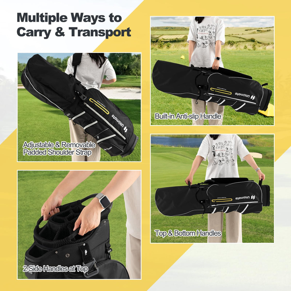 GYMAX golf cart bag durable 420D polyester withstands rough course use.