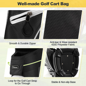 GYMAX golf cart bag rain hood shields clubs from rain and sun.