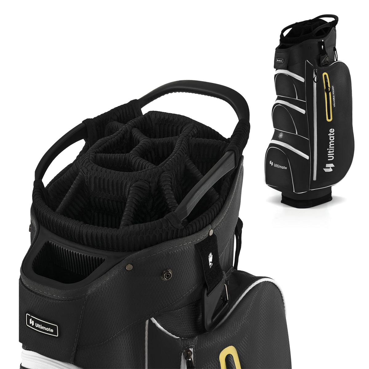 GYMAX golf cart bag top 15-way divider for easy club access on the course.
