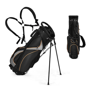 GYMAX Golf Stand Bag with 8-way divider keeps clubs organized for quick access on the course.
