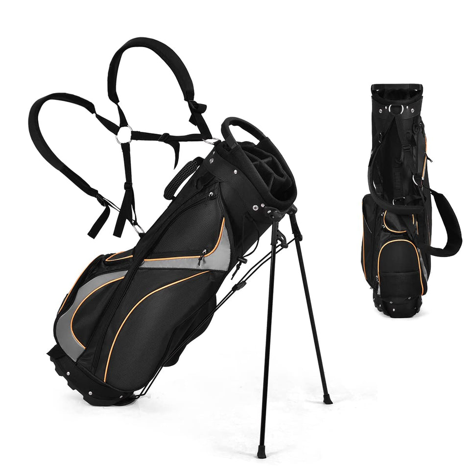 GYMAX Golf Stand Bag with 8-way divider keeps clubs organized for quick access on the course.