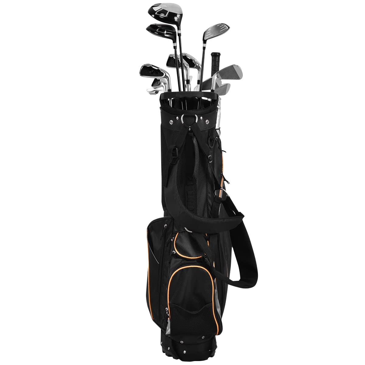 GYMAX Golf Stand Bag free-standing design rests firmly on various terrains.