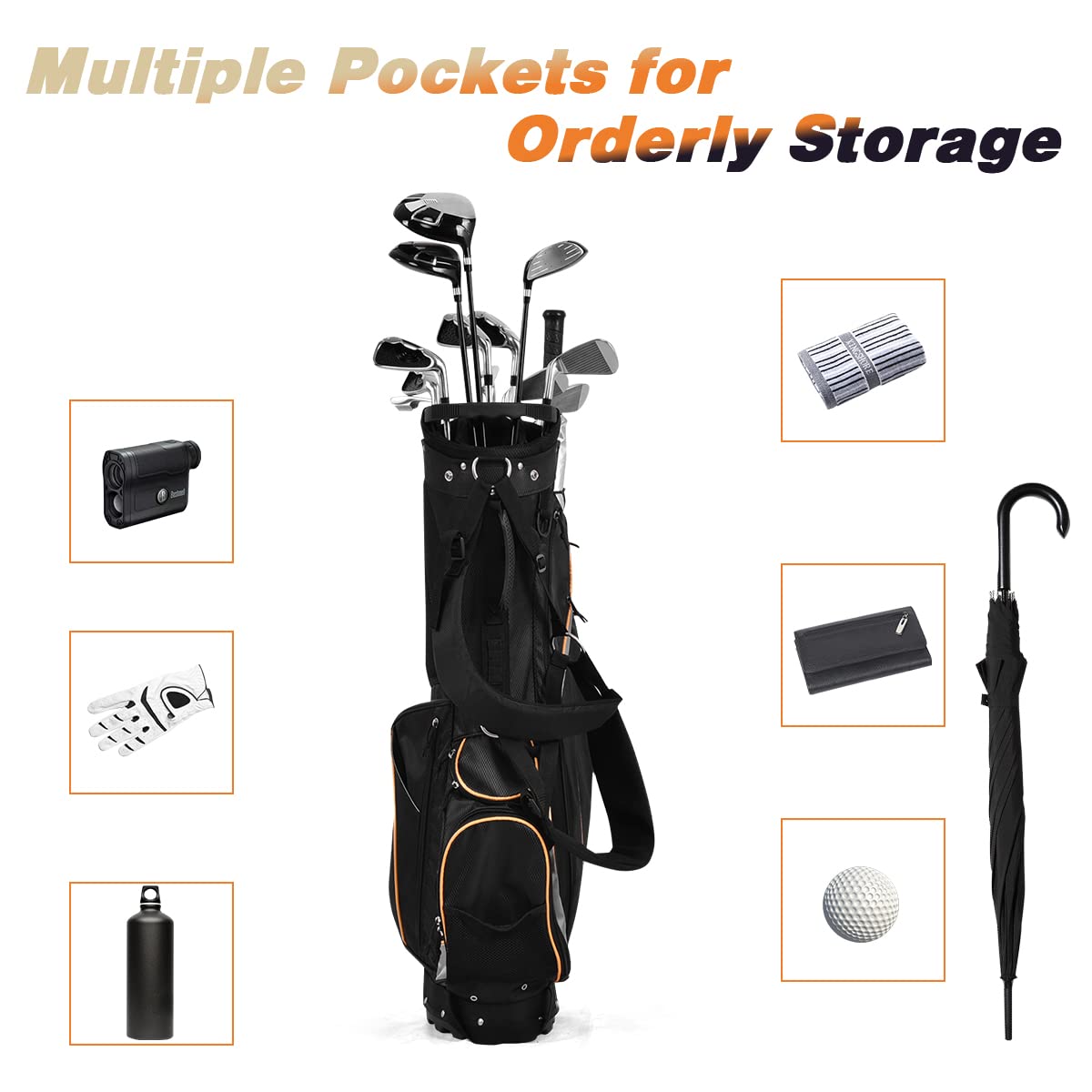 GYMAX Golf Stand Bag insulated drink pocket keeps beverages cool between holes.