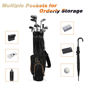 GYMAX Golf Stand Bag insulated drink pocket keeps beverages cool between holes.