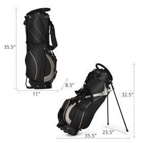 GYMAX Golf Stand Bag padded dual straps reduce shoulder strain during long rounds.