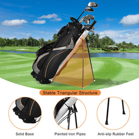 GYMAX Golf Stand Bag umbrella cord and towel ring keep accessories within reach.