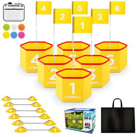 GYMMALL Backyard Golf Set yellow bucket on lawn for family play