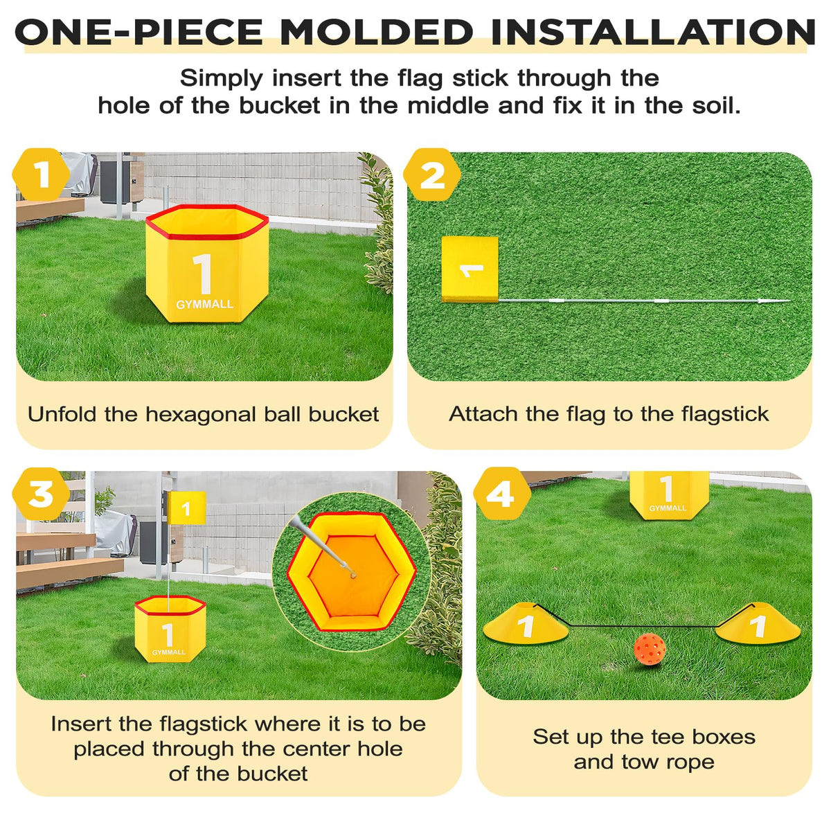 GYMMALL Backyard Golf Set flag sticks anchor a stable setup outdoors