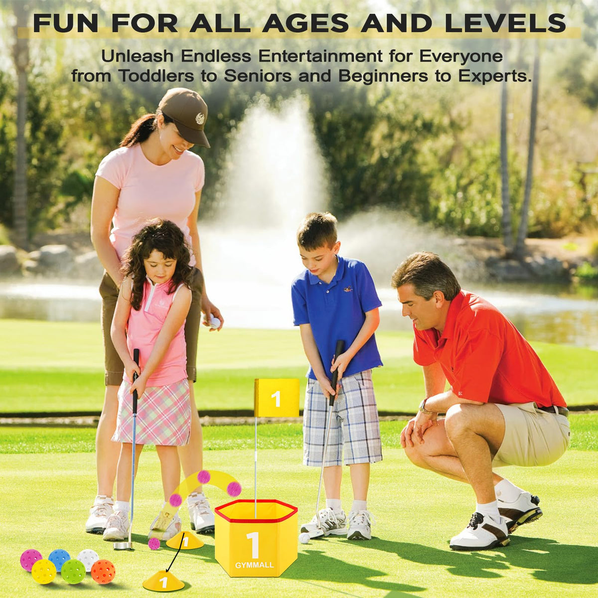 GYMMALL Backyard Golf Set tow ropes simplify transport and setup