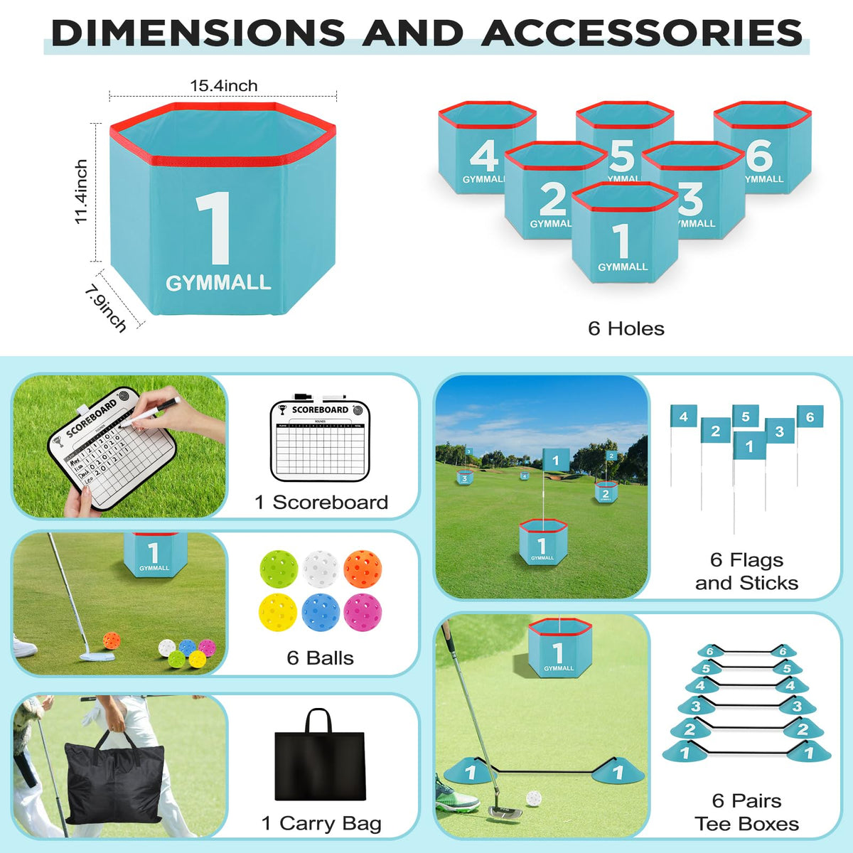 GYMMALL Golf Bucket Yard Game blue buckets provide a stable base during play.