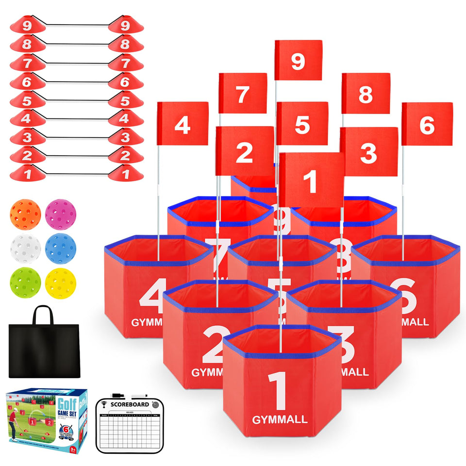 GYMMALL Golf Bucket Yard Game red buckets ready for backyard play and family fun