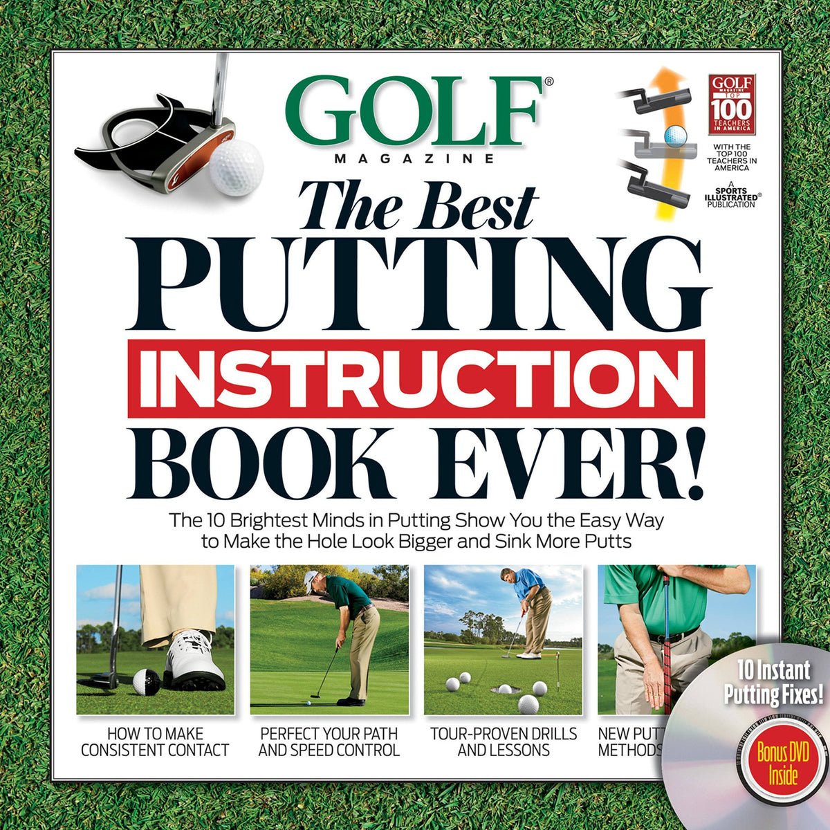 Hachette Enfants golf putting book cover, supports consistent putts and green-reading skills.