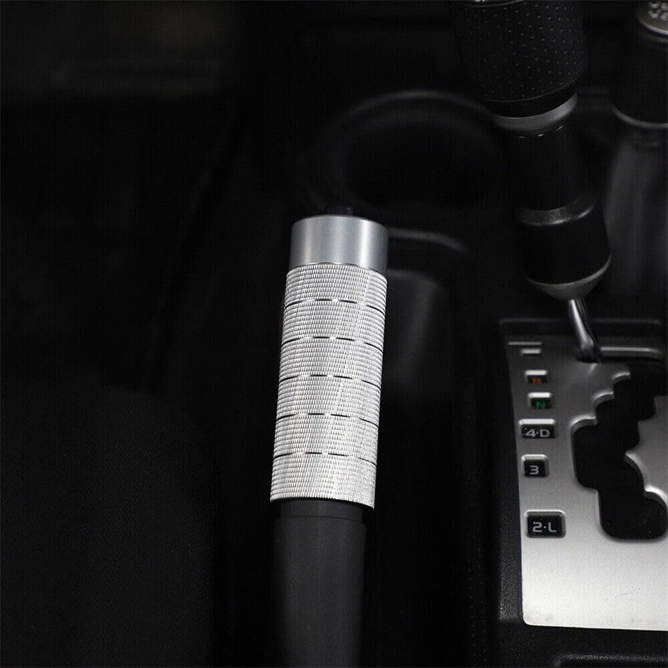 HAGEZA handbrake sleeve in silver for Toyota FJ Cruiser interior, adds style and wear protection.