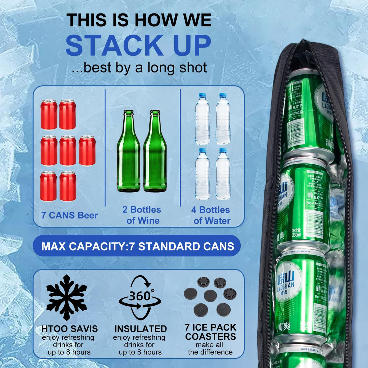 Hagsfire insulated golf bag cooler sleeve fits standard cans