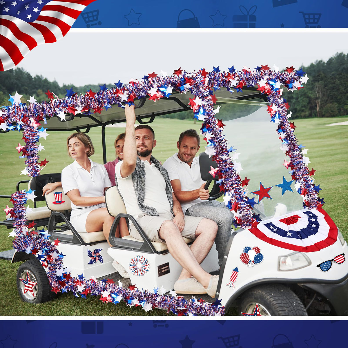 Hahafelt patriotic PVC decor pack is durable for outdoor use.