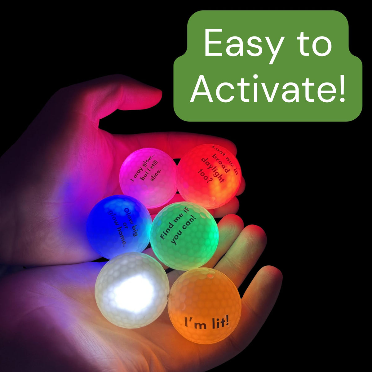 HahaHome glow ball green glow for easy late evening finding on course.