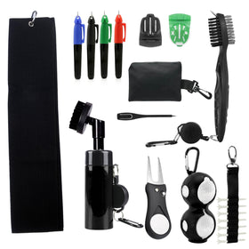 Hairchens 23P Golf Essentials Kit attached to bag for quick access during rounds.