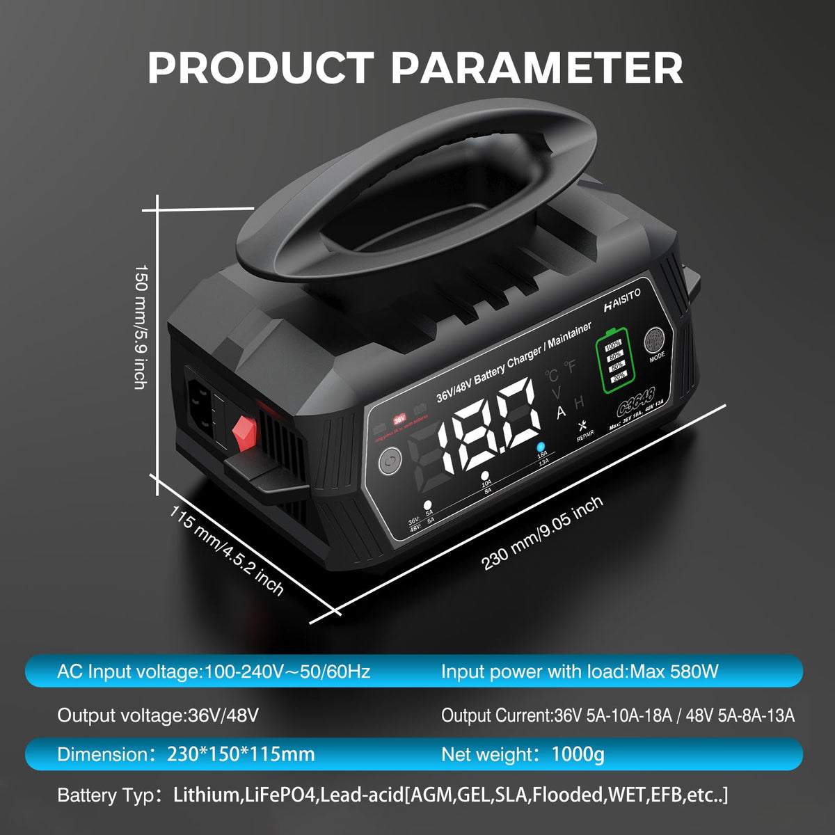 Haisito green LED indicator confirms full charge safely.