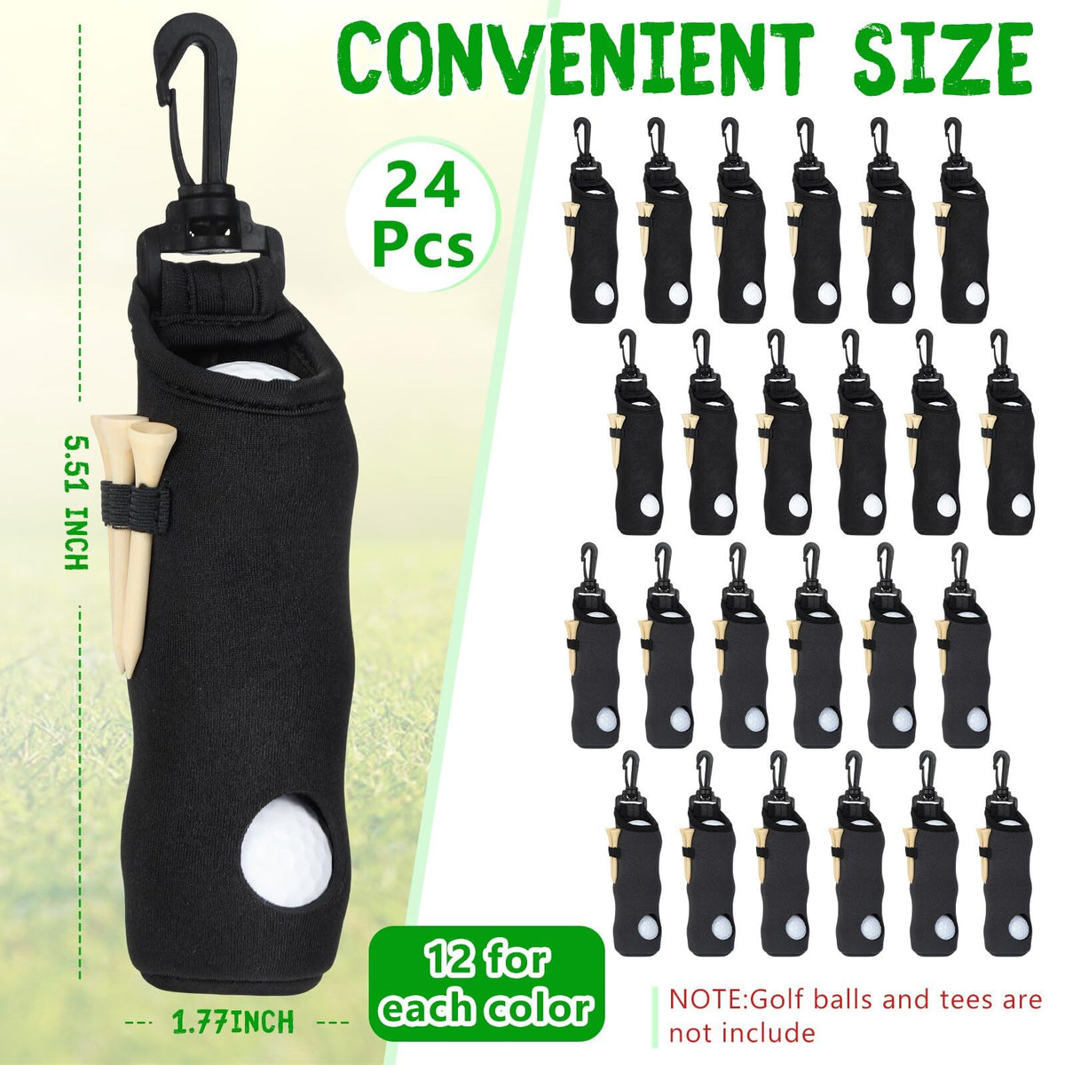 Halloscume golf ball holder with tee holder beside your bag for easy reach.