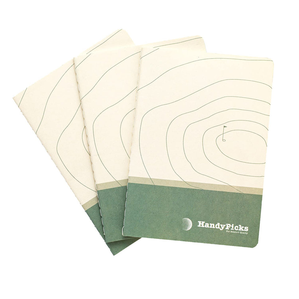 Handy Picks golf log refills leather cover ready for on-course use.