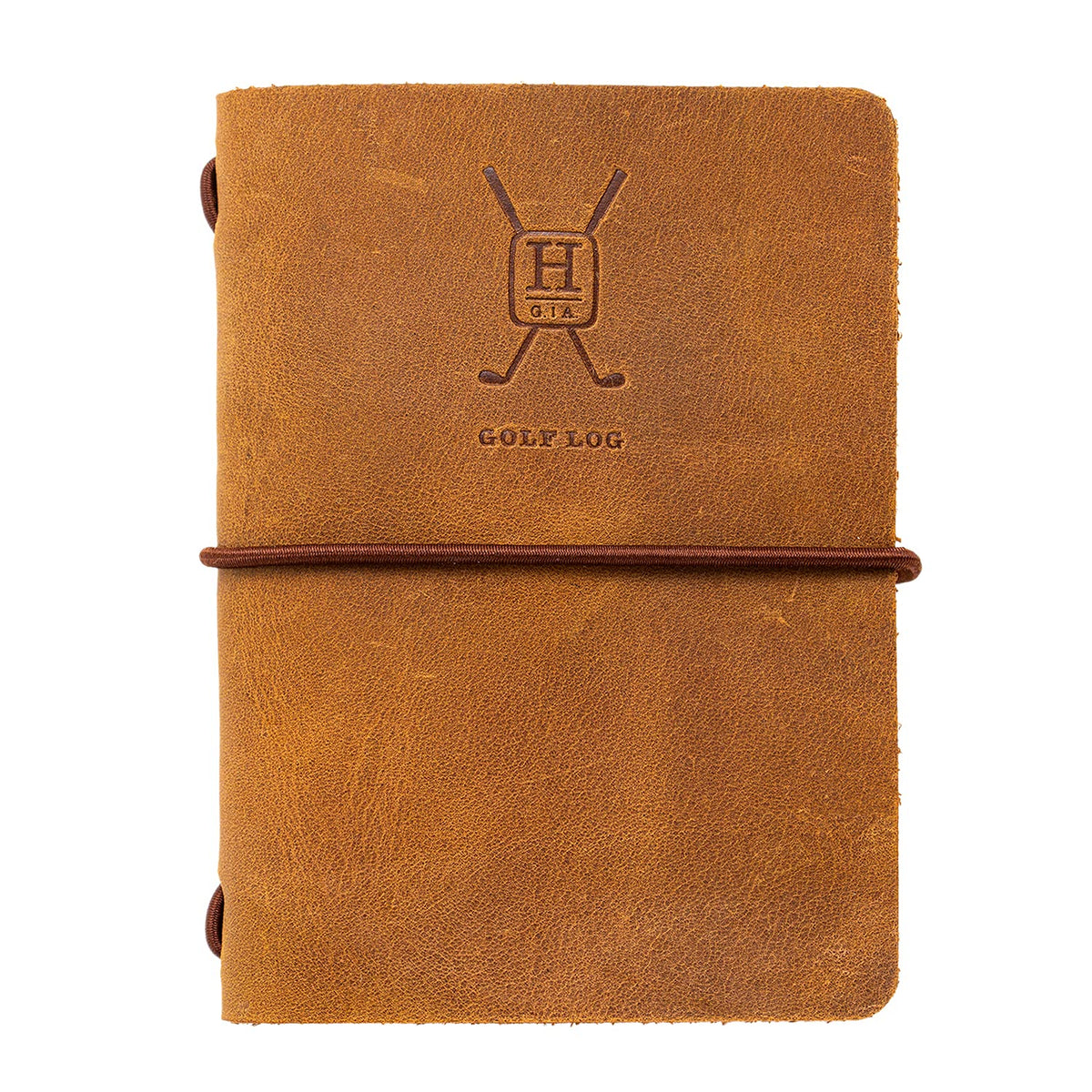 Handy Picks leather golf log cover close-up shows premium top-grain leather and durability.