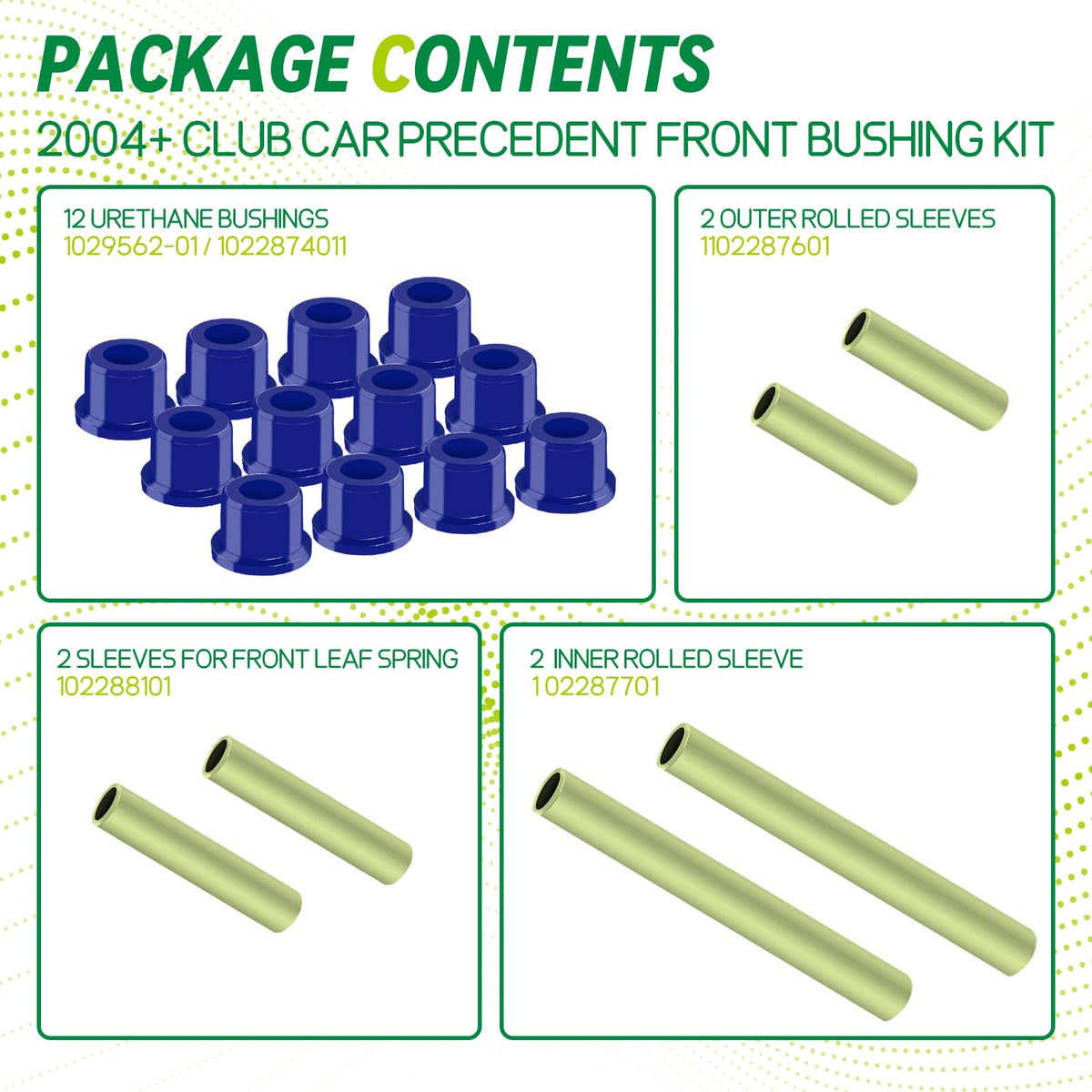 HANGKUNNEE 12-front-bushings-pack includes parts for easier maintenance.