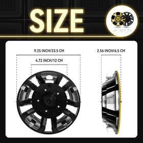 HANGKUNNEE 8in hub caps black-yellow gloss design enhances cart aesthetics.