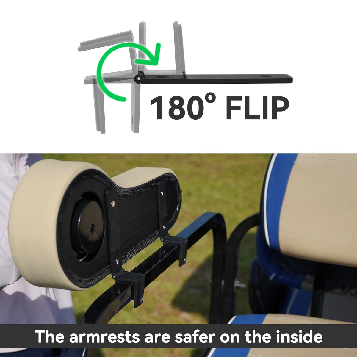 No-drill mounting bracket installed on a rear-seat frame.