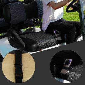 HANGKUNNEE golf cart seat cover breathable polyester mesh keeps seats cozy.