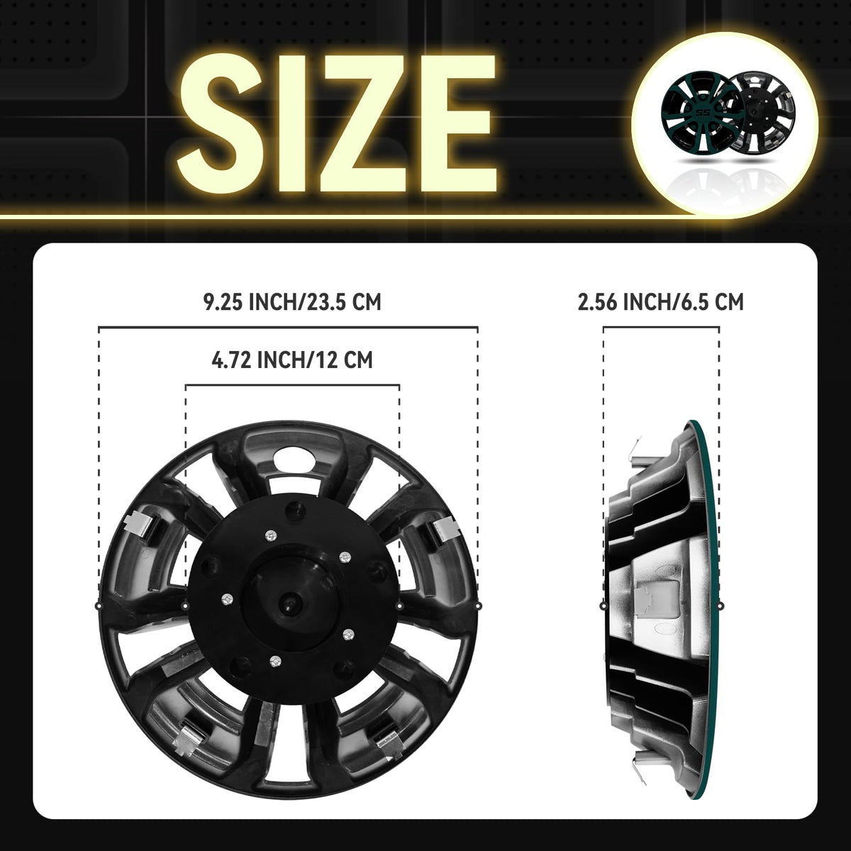 HANGKUNNEE close-up gloss black-green wheel cap premium finish