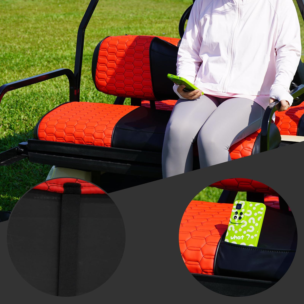 HANGKUNNEE Club Car DS back seat cover guards upholstery on rides.