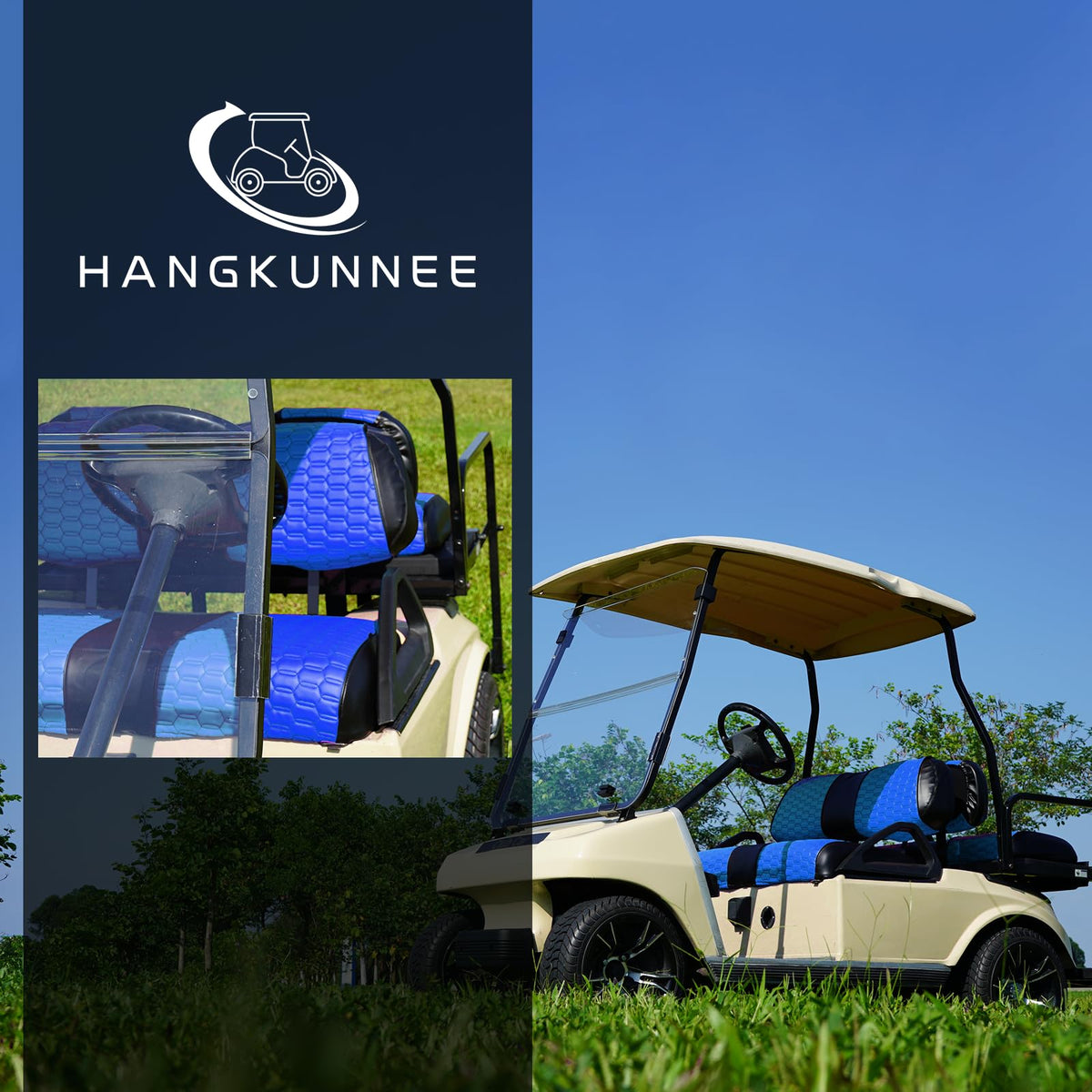 HANGKUNNEE Club Car DS seat cover tool-free installation demonstration.